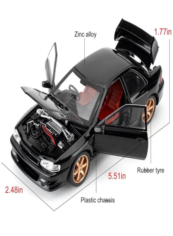 FEXXA سيارة FEXXA 1/32 متوافقة مع سيارة سوبارو إمبريزا WRX STI النموذجية، لعبة سيارة قابلة للتحصيل تعمل بالسحب للخلف مصنوعة من المعدن المصبوب مع أصوات وأضواء للأطفال والأولاد والبنات والكبار، هدية (أسود) - Image 3